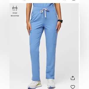 Figs high waisted Yola scrub pants, ceil blue